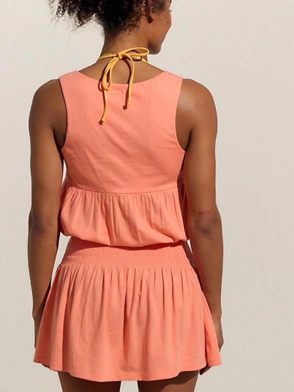 FREE PEOPLE Hally Cotton Jersey Mini Dress in Peach Pink, NWT, size L